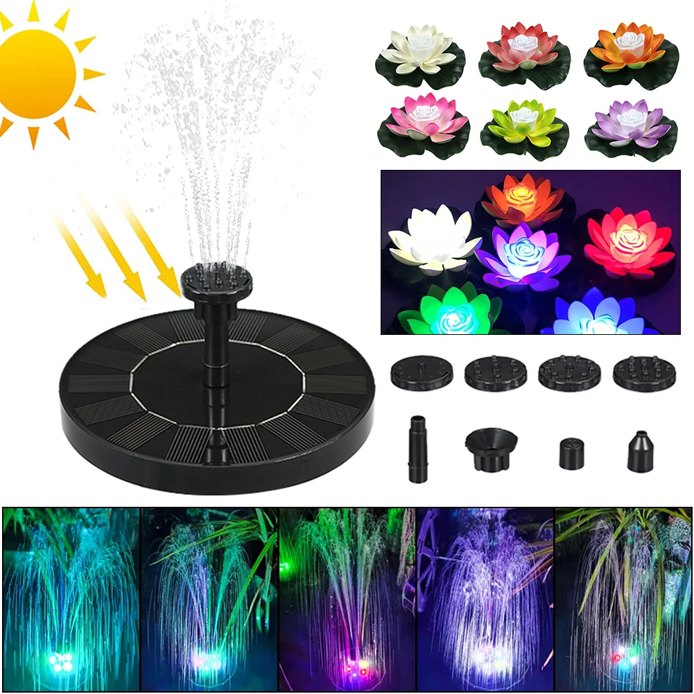 Solar Powered Water Fountain Outdoor Swimming Pool Pond Bird Bath Decoration Garden Waterfall Solar Water Fountain Pump Kit