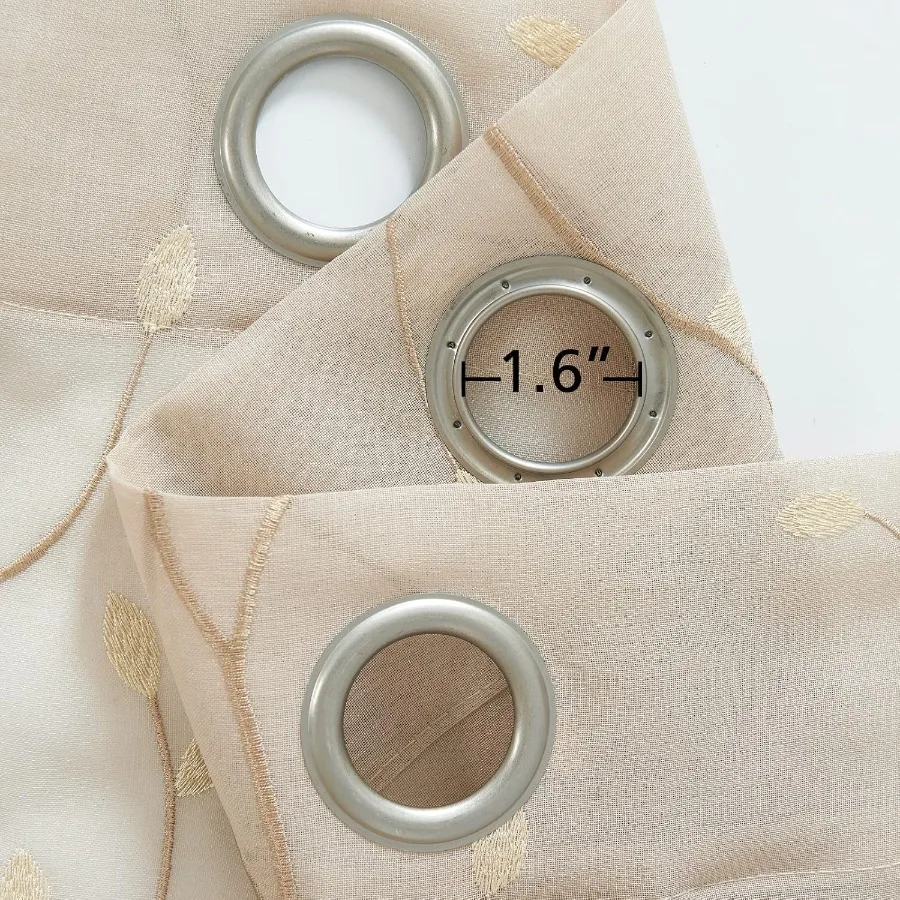 Sheer Curtains for Bedroom and Living Room: 84 Inch Length Leaf Embroidered SemiSheers with Botanical Embroidery on Transparent