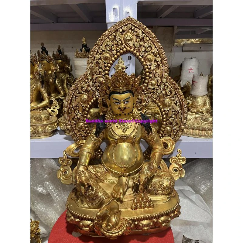 huge Wholesale buddha statue golden Buddha statue Yellow Jambhala Mammon god Buddha for temple Monk Greco Buddhist worship