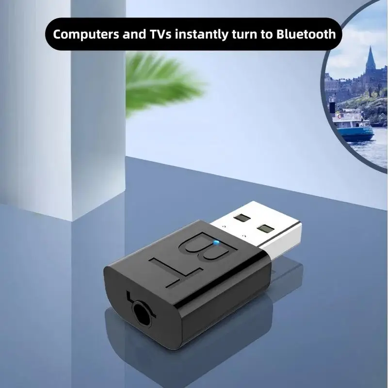 2 in 1 USB Bluetooth Receiver Transmitter Car Bluetooth 5.0 Audio Adapter TV Computer Wireless Bluetooth Converter Plug and Play