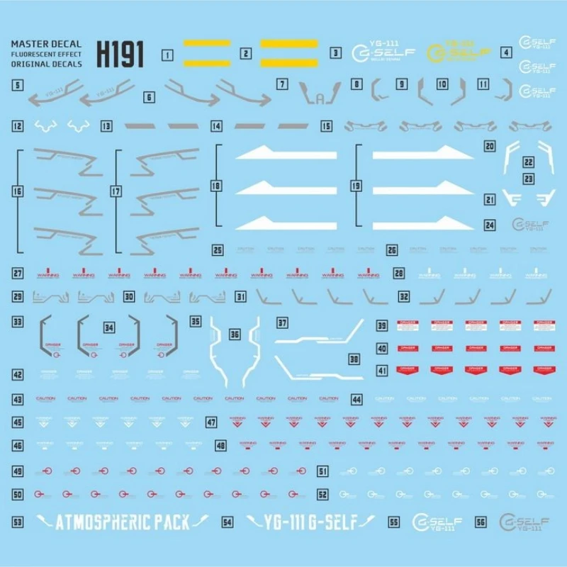 Master Decal M019 Water Stickers for H191 HG 1/144 G-Self Atmospheric Pack Model Kit Fluorescent DIY Hobby Tools