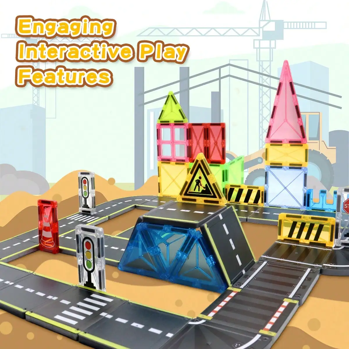 자석 블록 장난감, 자석 타일, 창의적인 DIY 트랙 빌딩 키트 건설 장난감