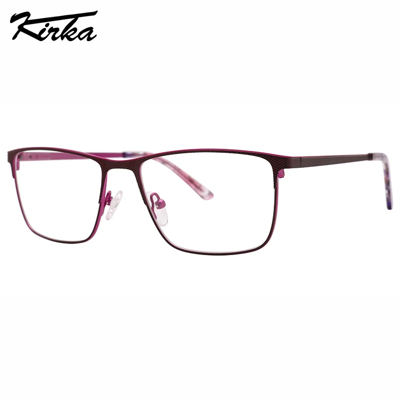 

Kirka Female Rectangle Plaid Pattern Double Colors Frames Myopia Eyeglasses Computer Metal Temples Reading Glasses MW4063