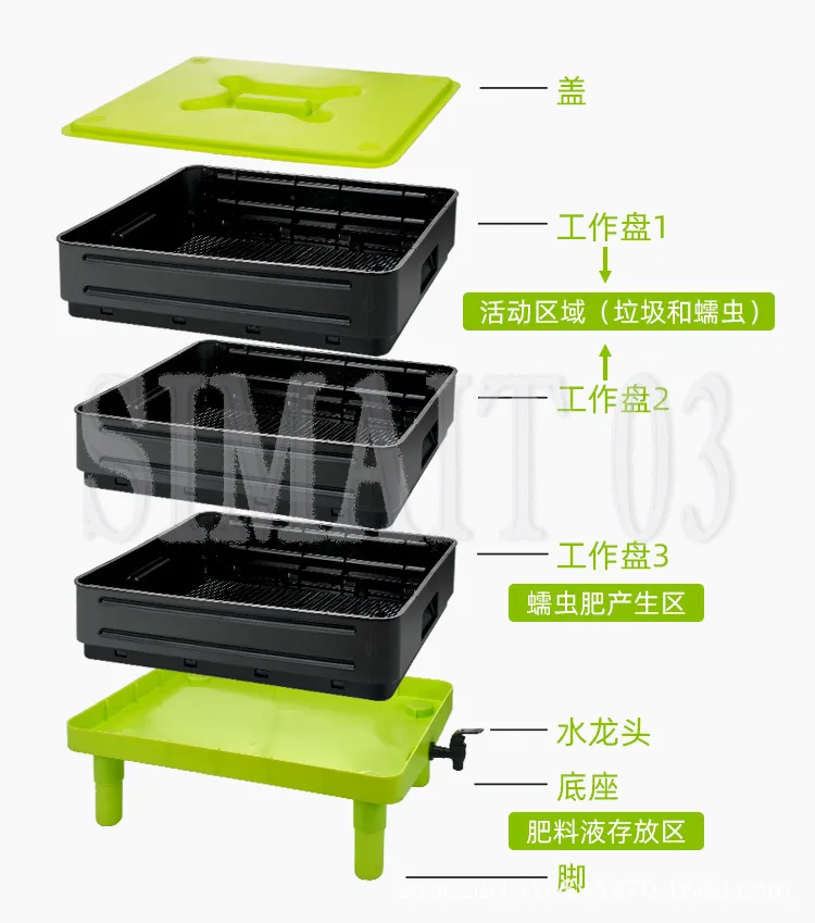 

Cross-Border Compost Bin - Organic Garden Composter for Kitchen Waste & Worm Fertilizer at Home