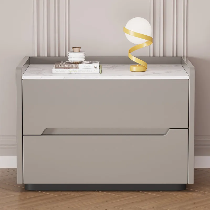 

Glossy Bedroom Bedside Table Gray Drawer Cheap Wooden Space Saving Bedside Table Modern Unique Mesa De Noche Home Furniture