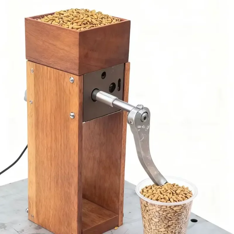 Home Brewing Malt Mill 2 Roller Grain Crusher Stainless Steel Barley Grinder Wooden Body Manual Beer Making Tool Adjustable