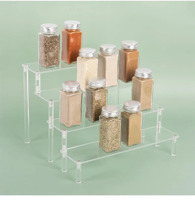 Acrylic display stand transparent blind box storage ladder rack doll rack perfume jewelry Trapezoidal display stand