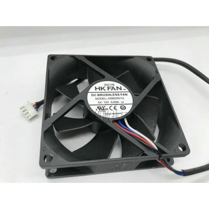 Original FOR HKFAN AS8025V12 DC12V 0.50A KOSHIDA UPS Cooling Fan 80*80*25MM