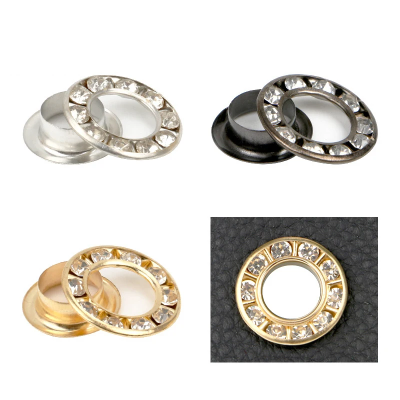 Rhinestone Round Electroplating Clothing, Inner Diameter Gold Silver with Diamond Copper Air Hol, Decorative Ring 6mm 9mm14mm ID