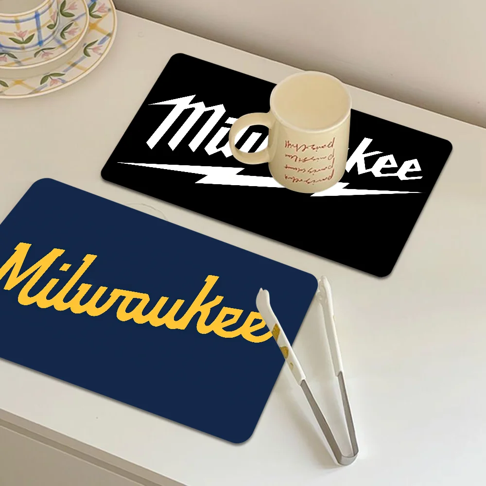 M-MilwaukeeS Kitchen Dish Mat Absorbent Dining Table Mats Retro Non-slip Placemat Coffee Dish Tableware Mat for Home Decor