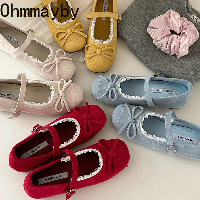 2026 Spring Autumn Hidden Elevator Insole Women Mary Jane Shoes Butterfly-knot Buckle Shoes Ladies Eelgant Dress Ballet Shoes