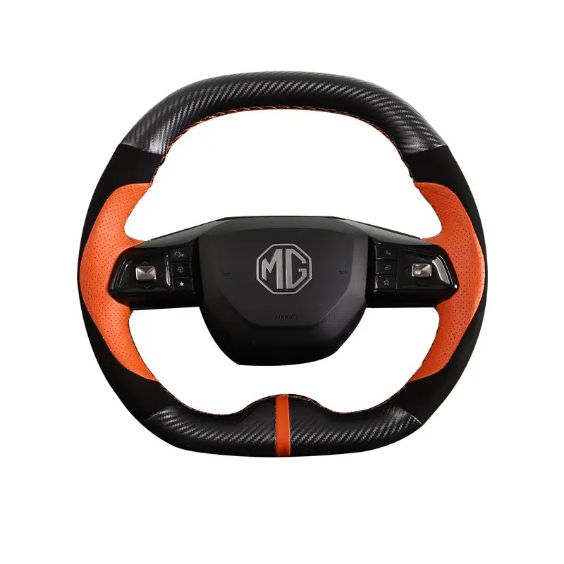 Suitable For MG 4 MG4  Mulan Hand Stitching Suede Leather Steering Wheel Cover Handle Cover Interior Accessories