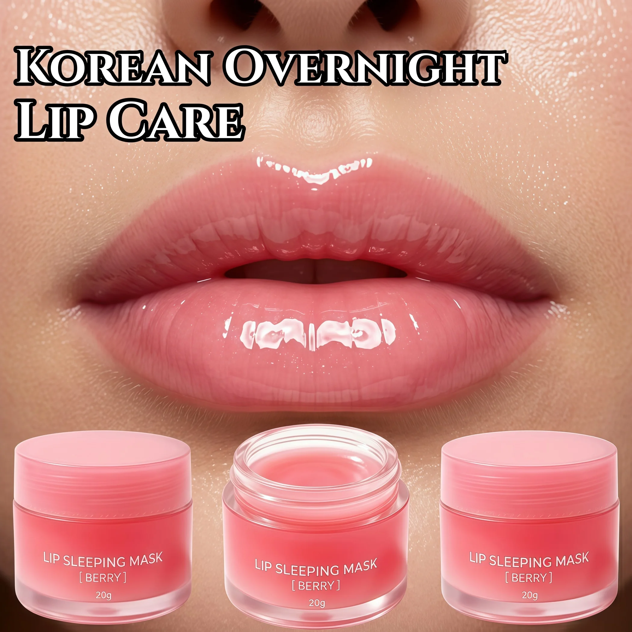 Lip Sleeping Mask Korean Overnight Lip Care,Overnight Deep Repair&Triple Botanical Nourishment,Berry Antioxidant&Soft Care,Gently Dissolve Dead Skin&Smooth Lip Lines & Plump Lips,Lightweight&Non Sticky Finish,Dedicated Lip Brush Included