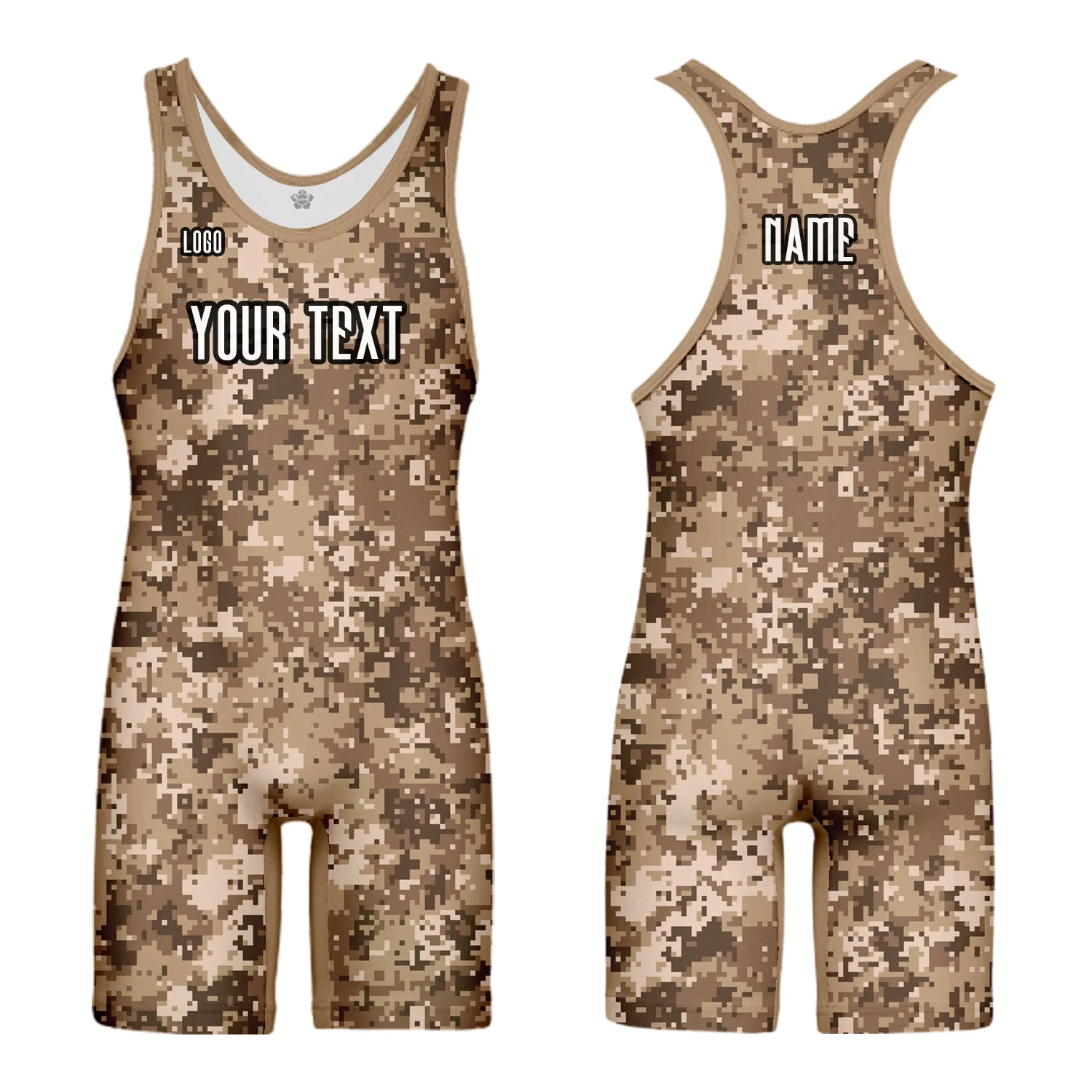 Custom Unisex Wrestling Singlet Camouflage Pattern Weightlifting Suit Comfortable Breathable Sleeveless Tights Training Suit