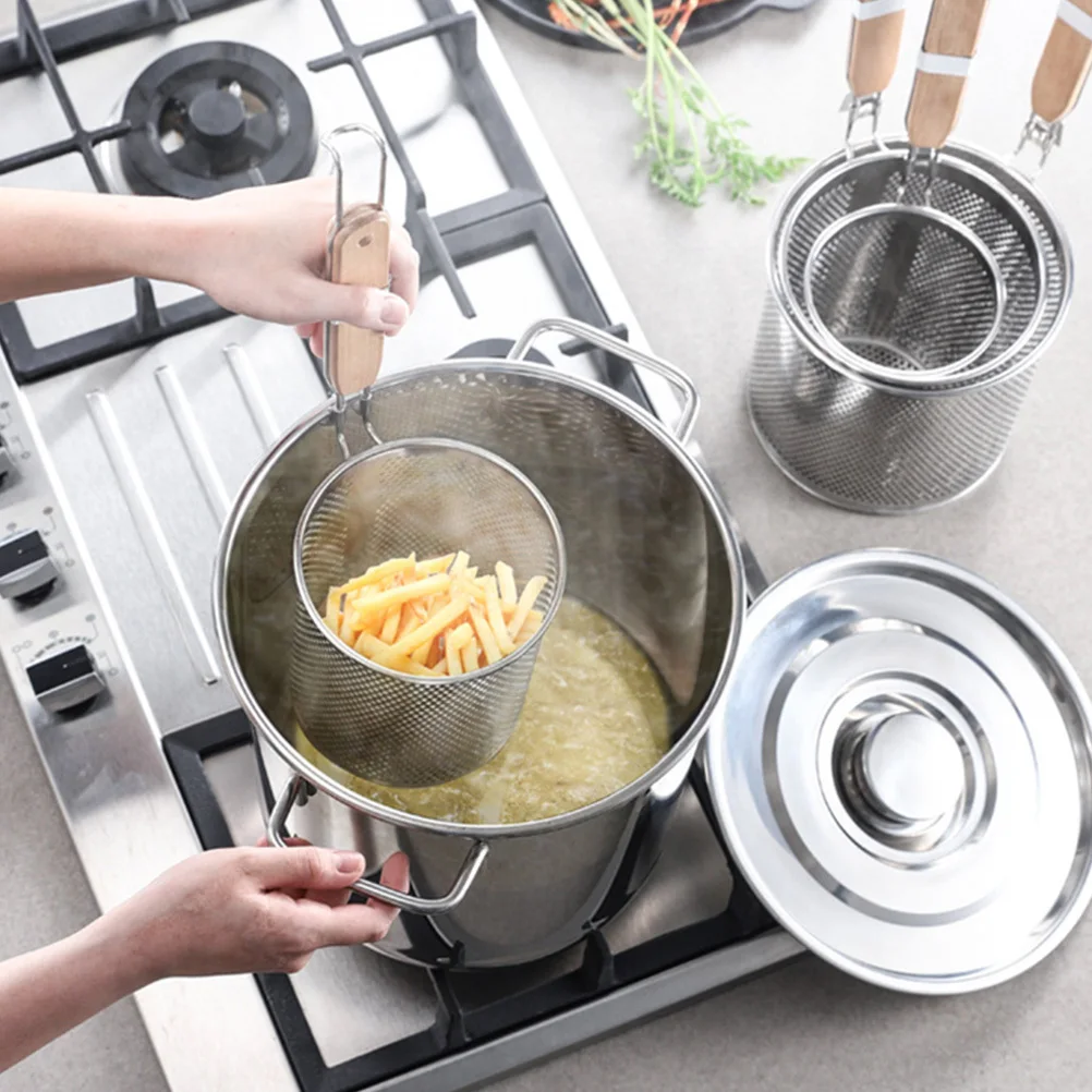 

Stainless Steel Wood Handle Noodle Filter Spoon Strainer Basket Kitchen Supplies for Pasta Rice Beans Soup Noodle Filter Spoon