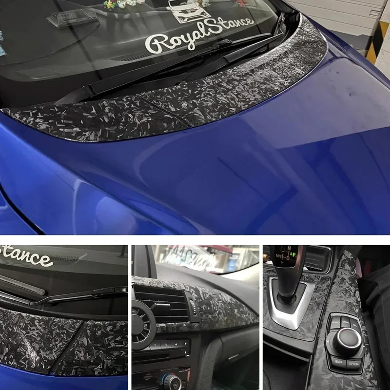 PET Shadow Black Forged Carbon Vinyl Wrap Roll Air Release Self Adhesive Decal Film Automotive Car Wrapping Sticker