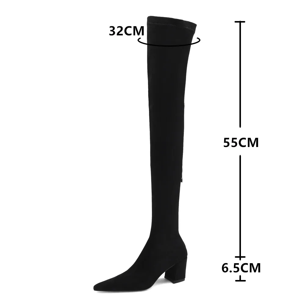 Sexy High Boots Women 2024 Winter New Fashion Over The Knee Botas Mujer Suede Zip Pumps Sock Shoes High Heels Boots Black Khaki