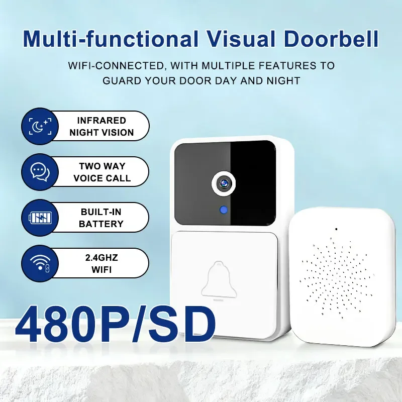 

Умный беспроводной дверной звонок, перезаряжаемый с HD-ночным видением, совместимый с Alexa для мониторинга 24 7, см. Визитницы и пакеты, Eas