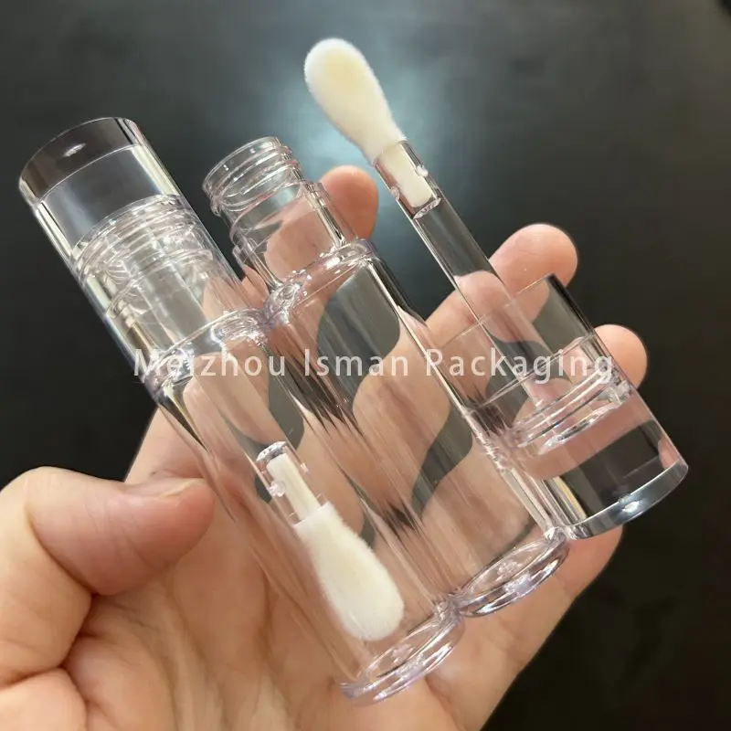 50Pcs round clear lip gloss tube with big brush wand cosmetic empty transparent plastic refillable concealer bottle 6ml 8ml