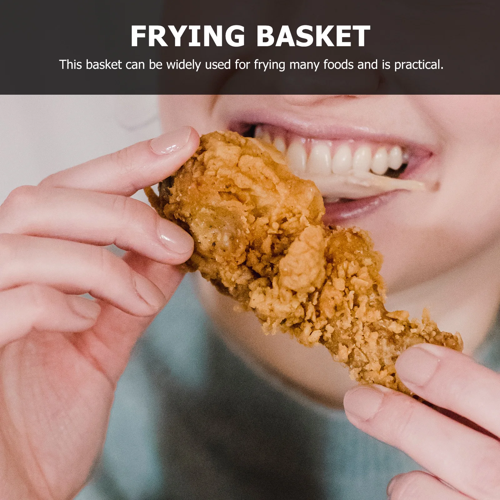 

1pc Stainless Steel Frying Basket Square Oil Drain Mesh Ergonomic Handle Multi Purpose Cooking Tool For French Fries