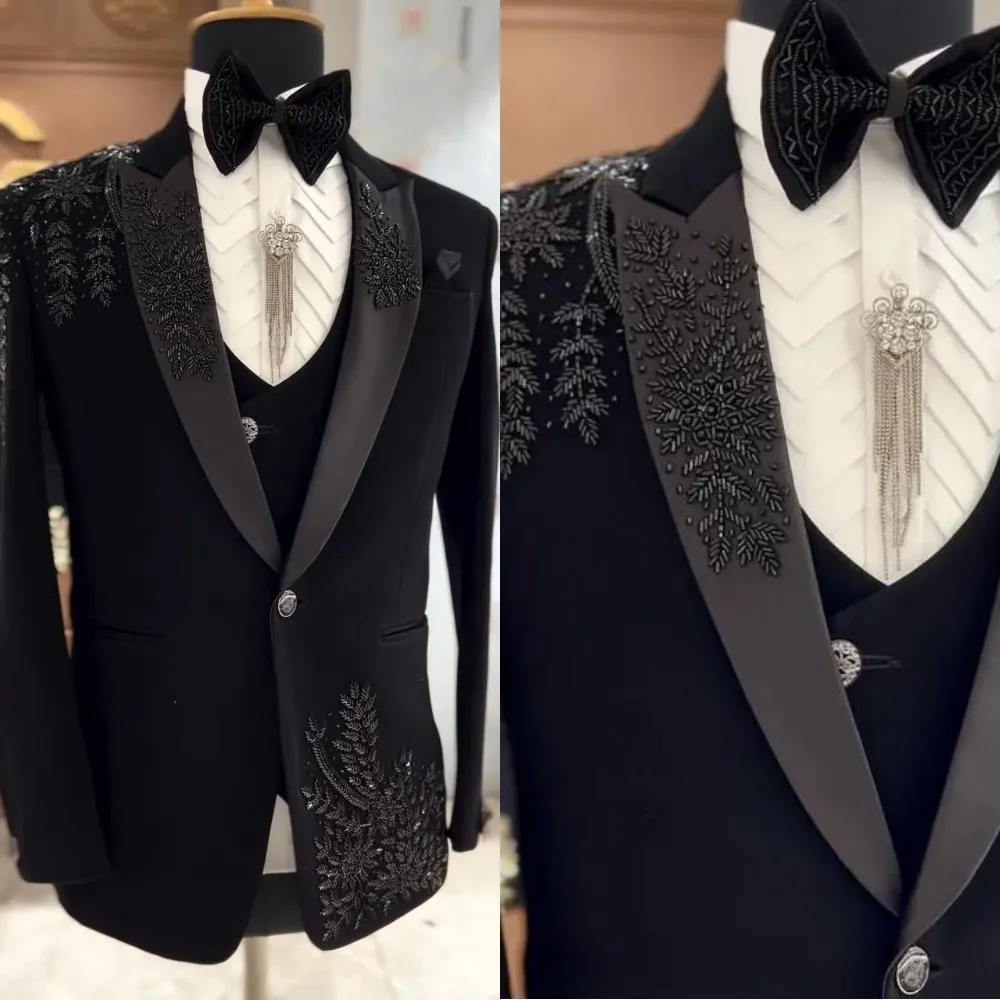 

Классическое свадебное пальто с аппликацией для мужчин, пиджак с остроконечными лацканами, однобортное пальто, только куртка на заказ