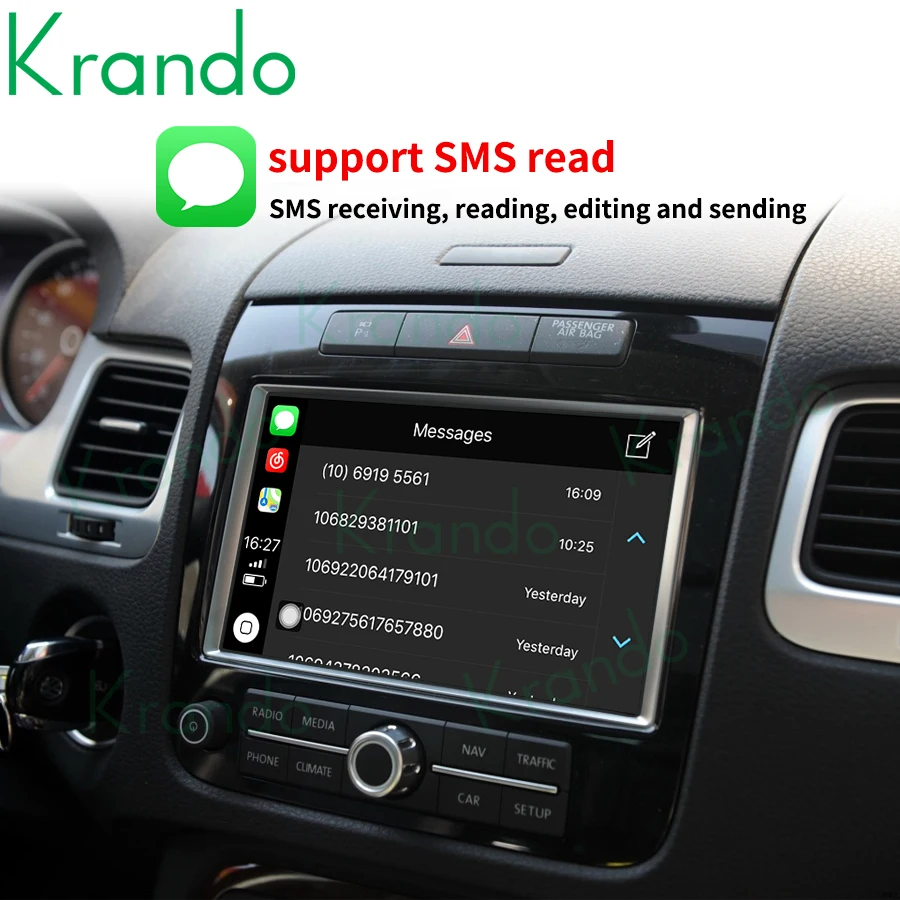 Krando Upgrade  Android Auto Wireless Apple CarPlay Module Box For Volkswagen Touareg Reverse Camera Interface  Mirror Link