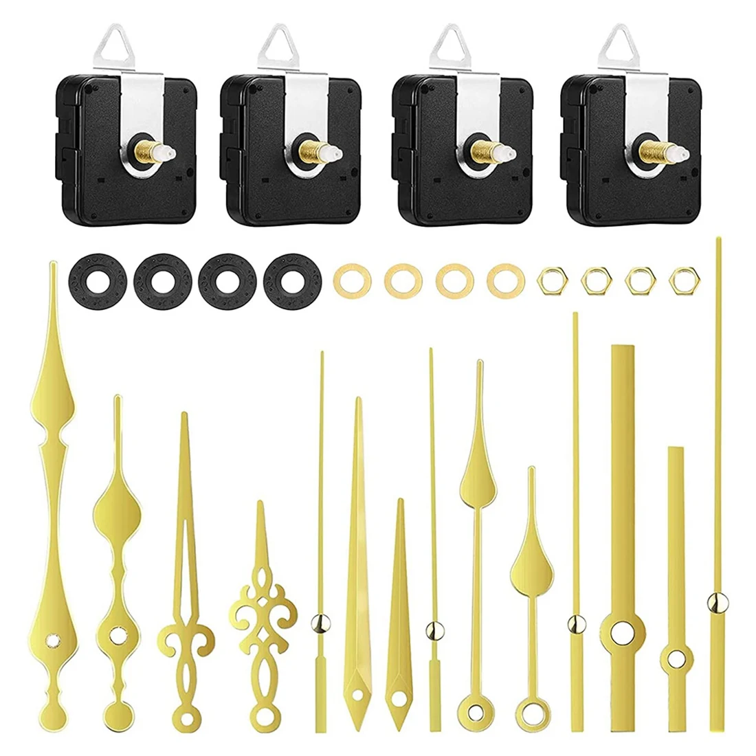 Movement Kit, Quartz Movement Replacement,Quiet Quartz Movement, 4 Types of Shafts,Long and Short Shaft,Battery Operated