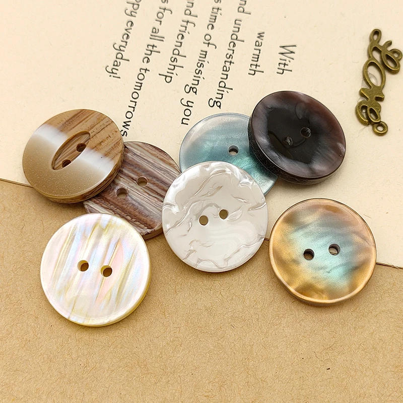 20Pcs Fashion Round Resin Buttons For Clothing Vintage Unique Designed Fancy Button Makers Sewing Needlework Craft Supplies DIY