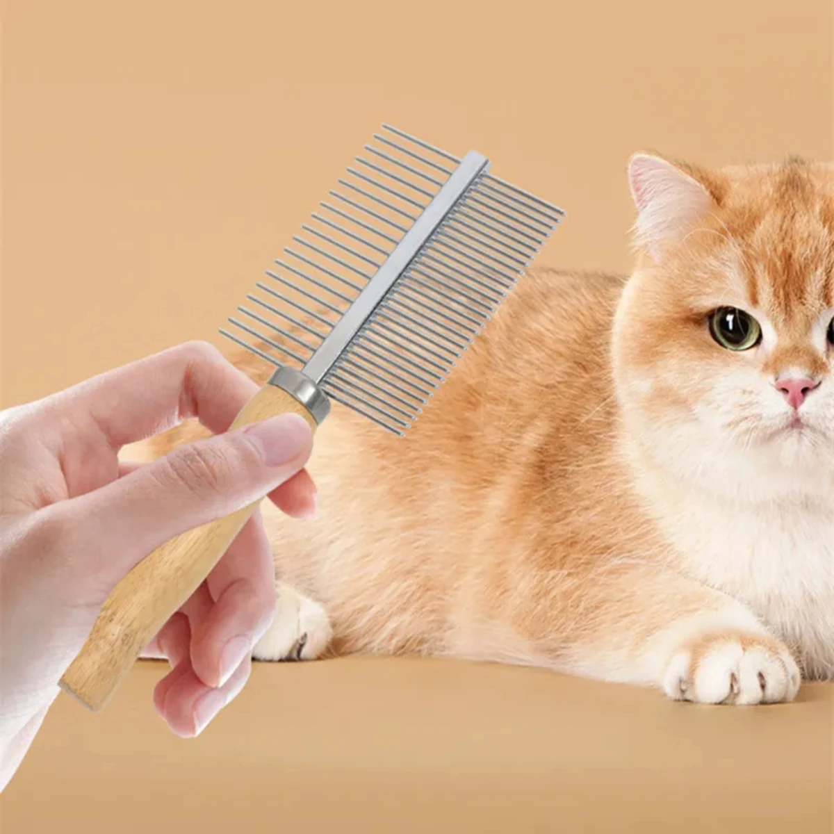 Katze Kamm Edelstahl Katze Pinsel Hund Haar Pinsel Holzgriff Pet Haarentferner Katzen Kamm Hundesalon Reinigung Werkzeuge Zubehör