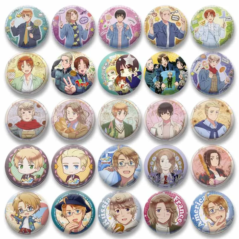 Hetalia The World Twinkle France Italy England Japan Enamel Pin Cartoon Badge Jewelry Brooch Accessory Fans Collectible Gifts