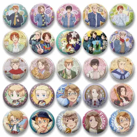 Hetalia The World Twinkle France Italy England Japan Enamel Pin Cartoon Badge Jewelry Brooch Accessory Fans Collectible Gifts