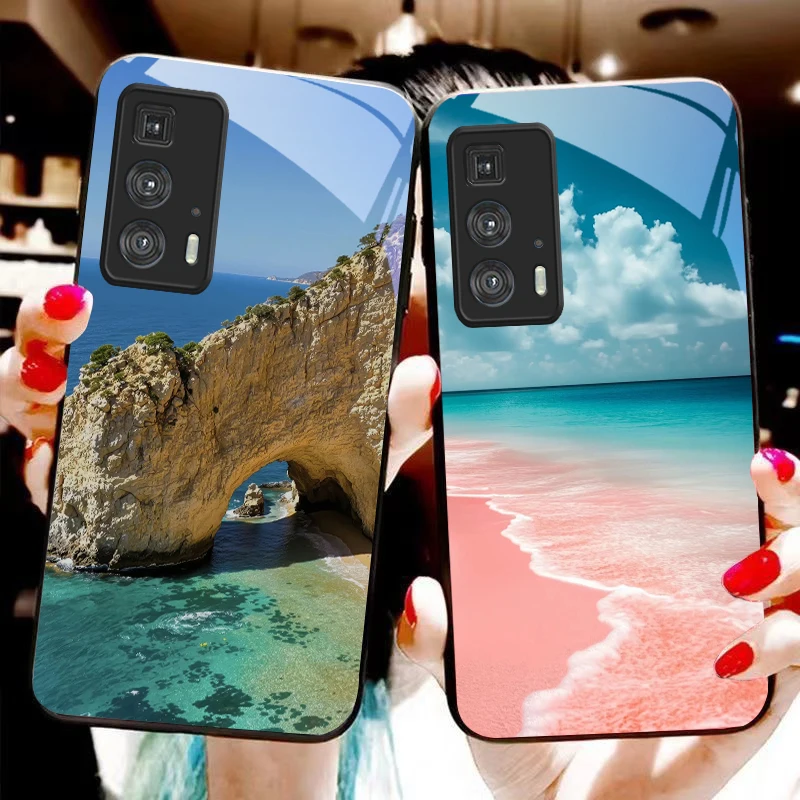 Coastal Sunset Scenery For Motorola Moto Edge 20 Lite 30 Pro 40 Neo 50 Ultra X30 Pro G14 G22 G24 G75 G84 G85 Glass Phone Case