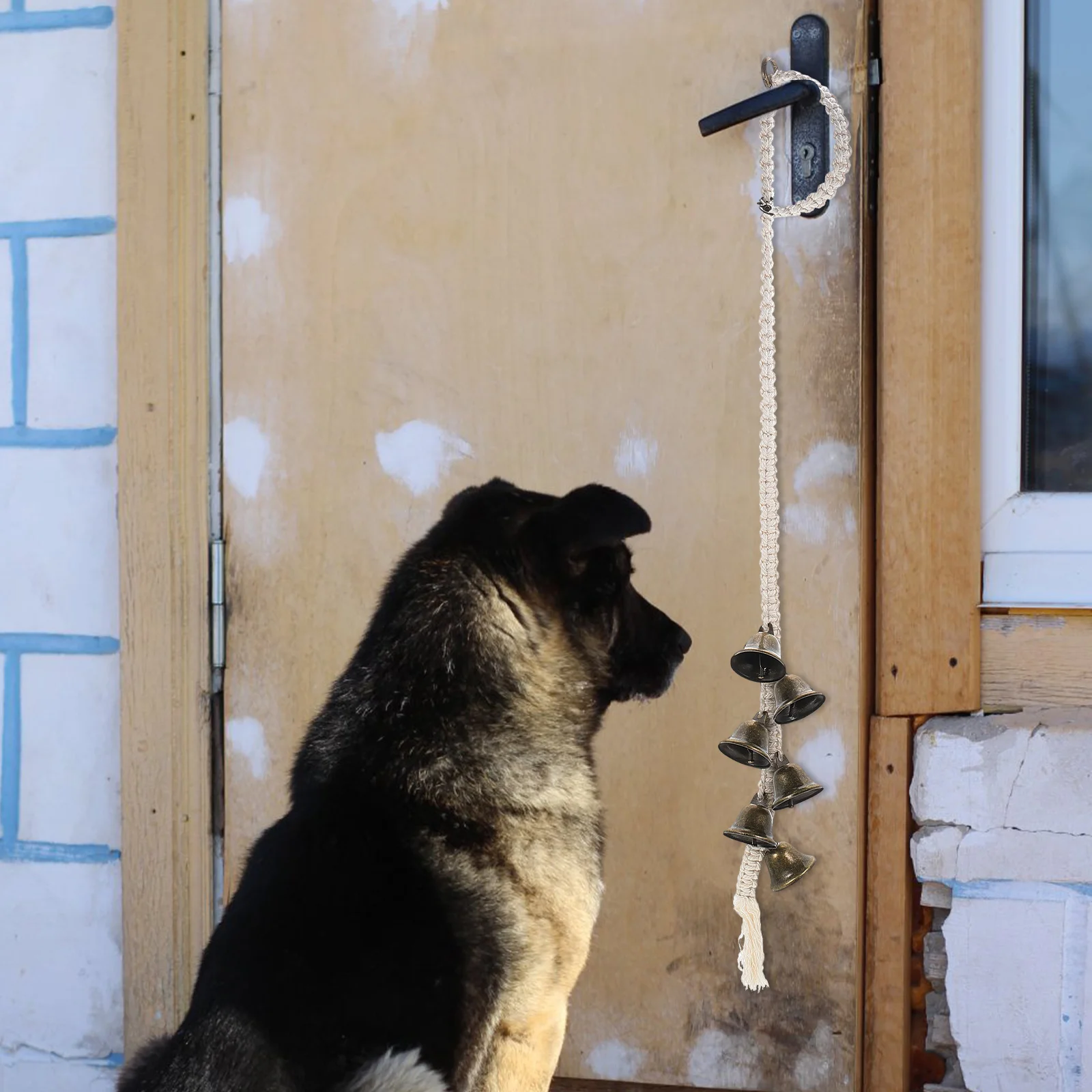

Dog Training Bell Door Cotton Rope Pet Door Handle Hanging Knob Rural Toilet Training Doorbell for Pets Dog Bell