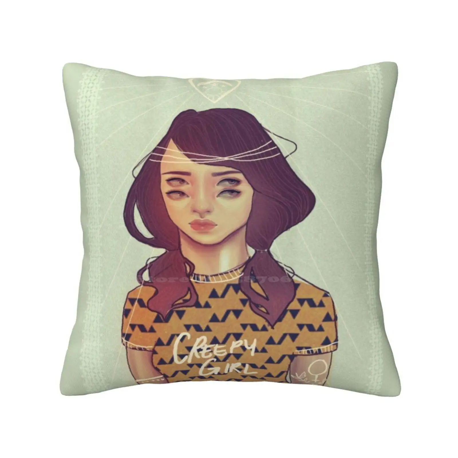 Ouija Fashion Sofa Throw Pillow Cover Pillowcase Witch Wiccan Magician Wizard Four Eyes Third Eye Portrait Mystic Weird Strange