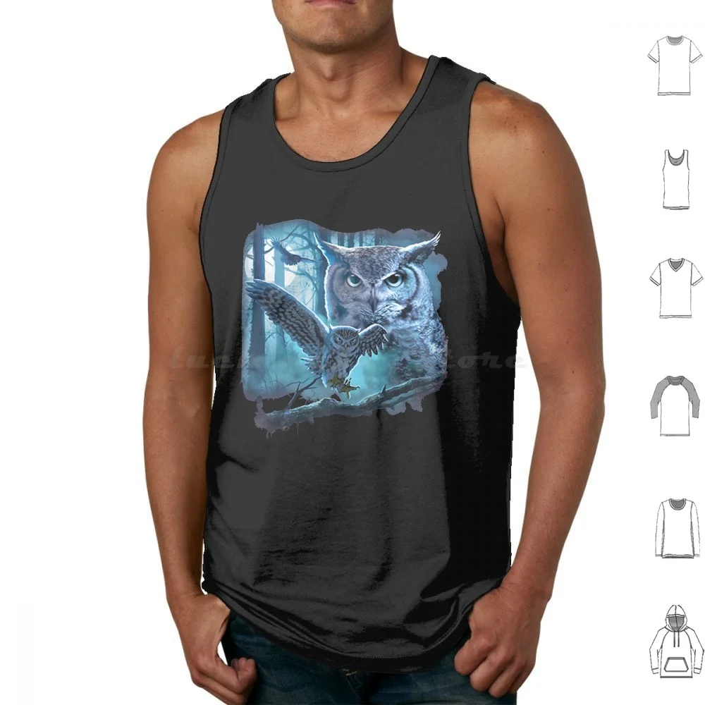 Owl Midnight Hunting Tank Tops Print Cotton Owl Nighthawk Bullbat Owl Lover I Love Owl Bird Snowy Owl Winter