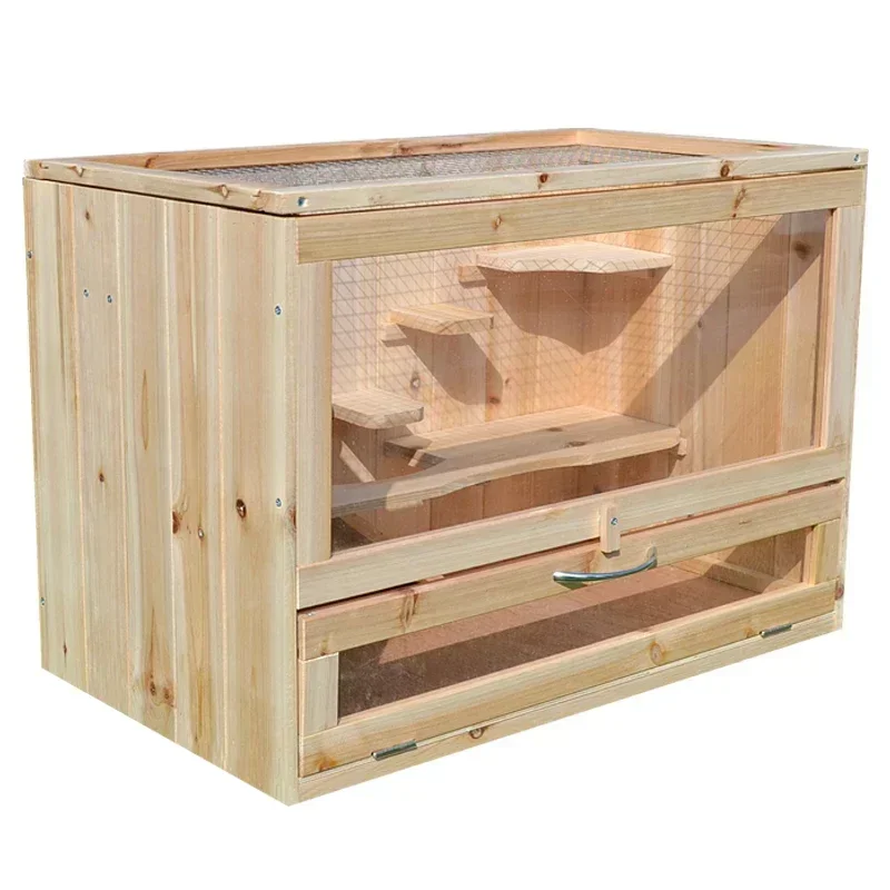 Solid Wood Hamster Cage Nest Landscape Panoramic Transparent Multi-room Large Space Pet Toys Villa Rutin Chickens Chinchillas