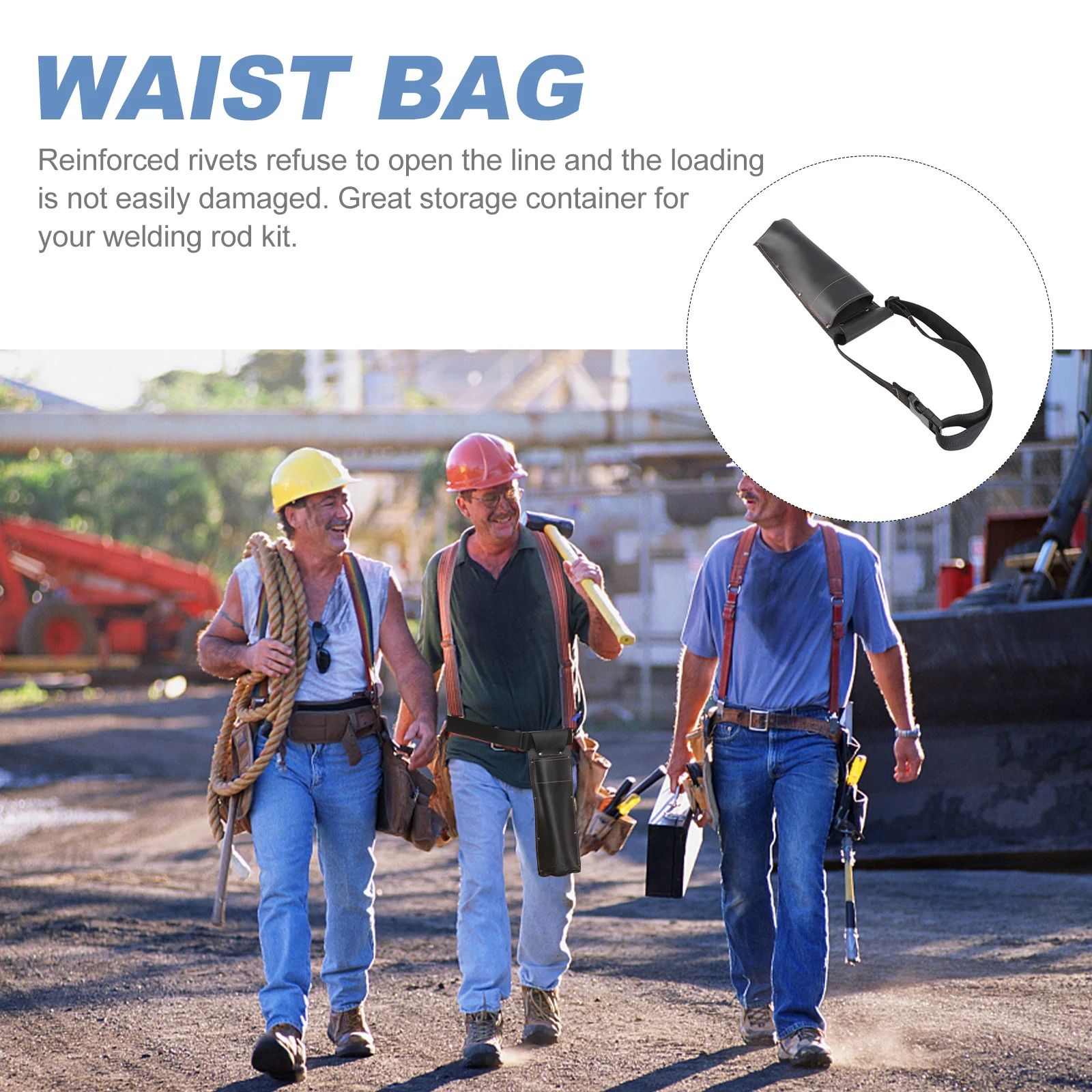 

1pc Anti-Scalding Welding Rod Bag Premium Cowhide Fireproof Wear-Resistant Welder Waist Pouch For High- Construction