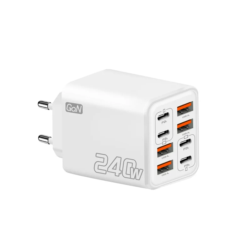 Ładowarka USB C GaN 240W 8 w 1 Szybka Ładowarka do Telefonu Adapter Zasilania do iPhone Xiaomi Typ C Wtyczka EU/US/UK Ładowarka Ścienna 2026 — zdjęcie produktu 7