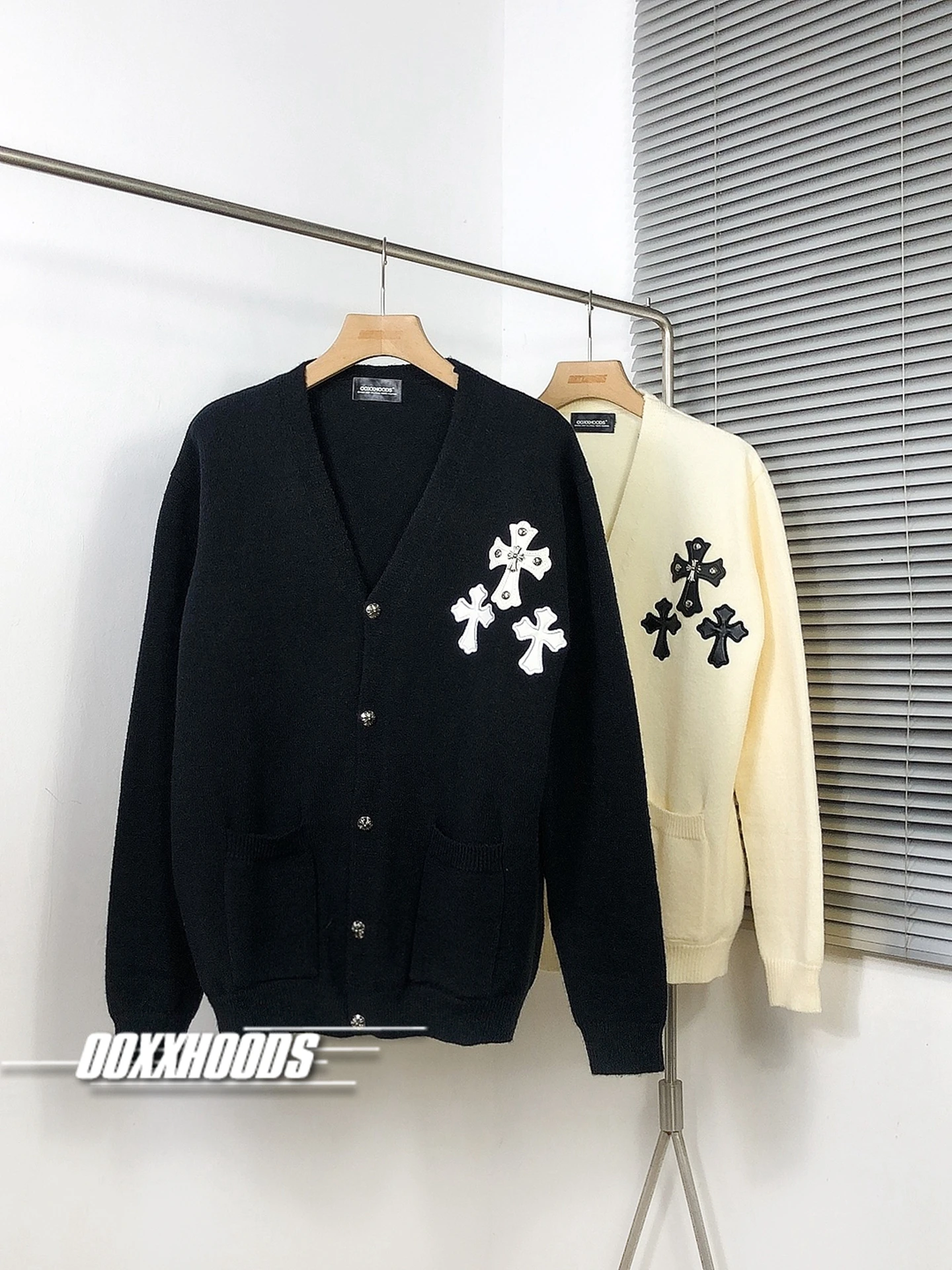 

Теплый вязаный шерстяной свитер с вышивкой крестиком, повседневный кардиган с V-образным вырезом для осенне-зимних прогулок и фотосессий