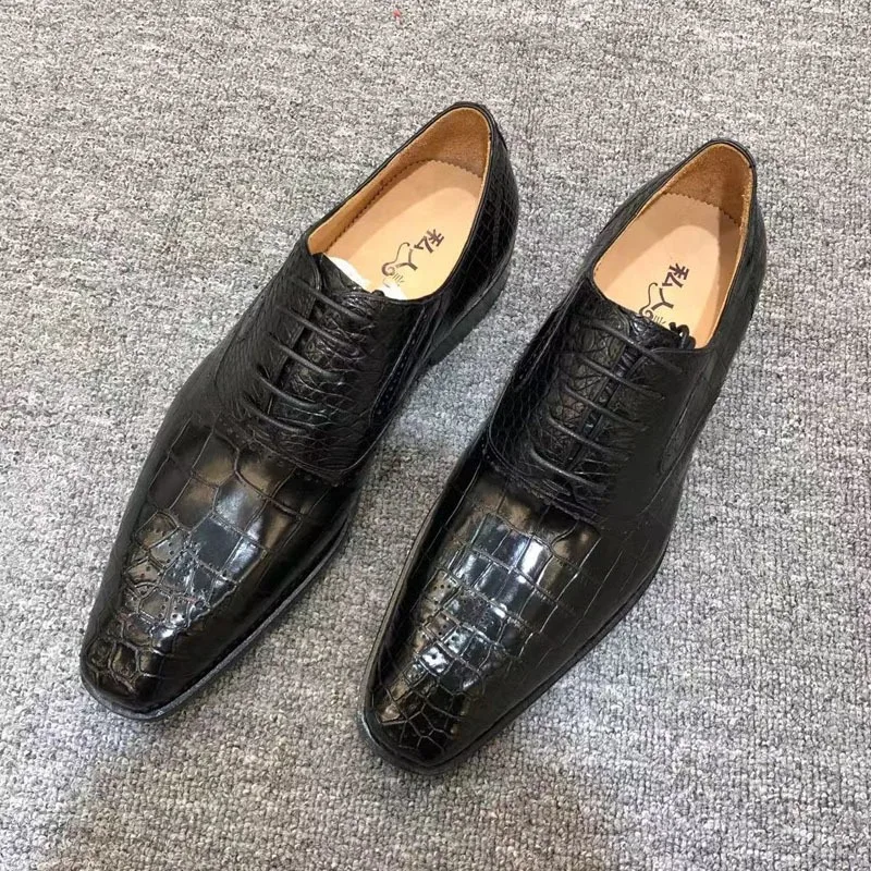 New Fashion Men Business Oxford Shoes Luxury Crocodile Skin Casual Lace Up Formal Shoes British High End Banquet Gentlemen Shoes