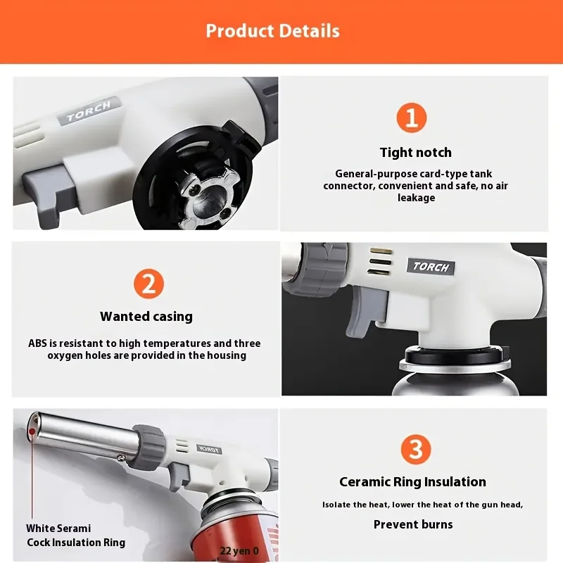 Adjustable Flame Gas Torch Welding Torch Butane Burner Auto Ignition for Camping BBQ Cooking - Standard/Upgrade/Black Edition​