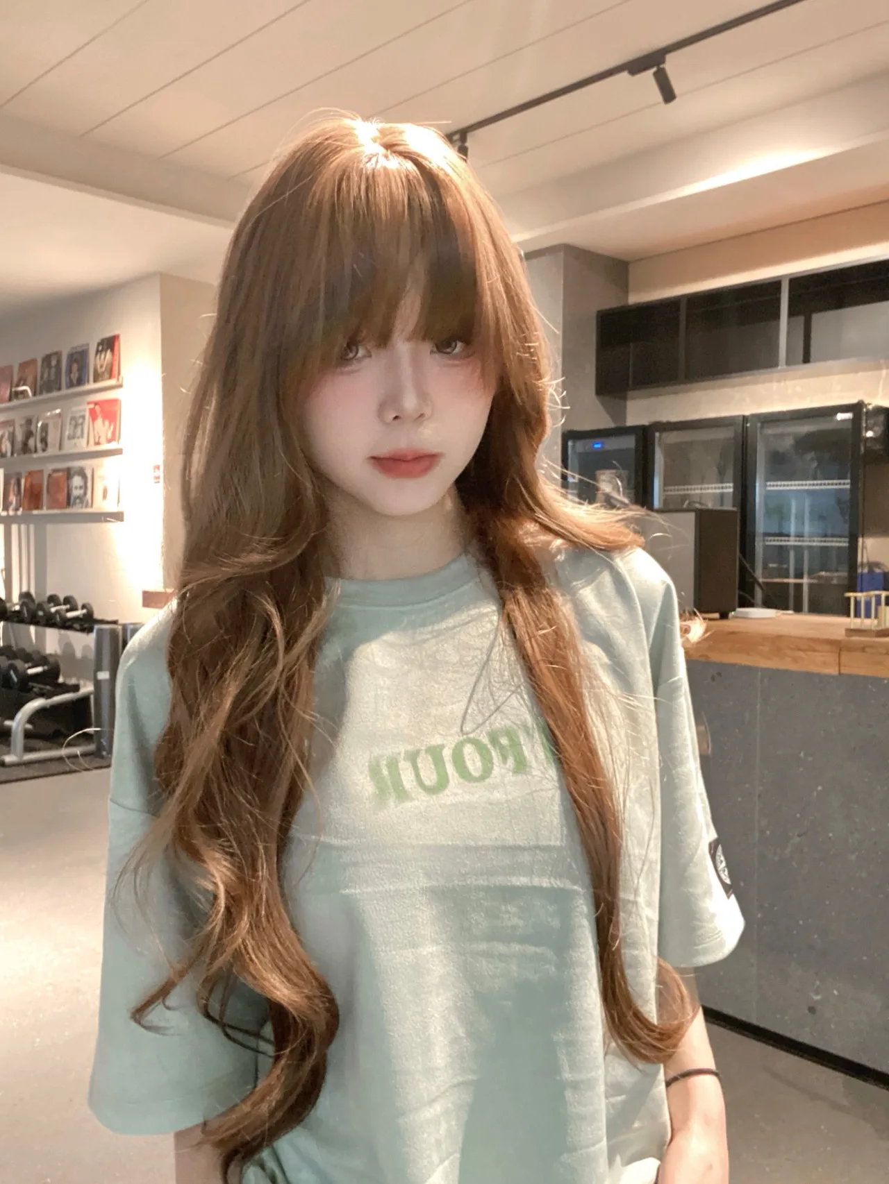 Mint Green Suede Short Sleeve T-Shirt Women's Loose Summer Fashion Brand Couple Design Sense Half Sleeve Top Letter Embroidery