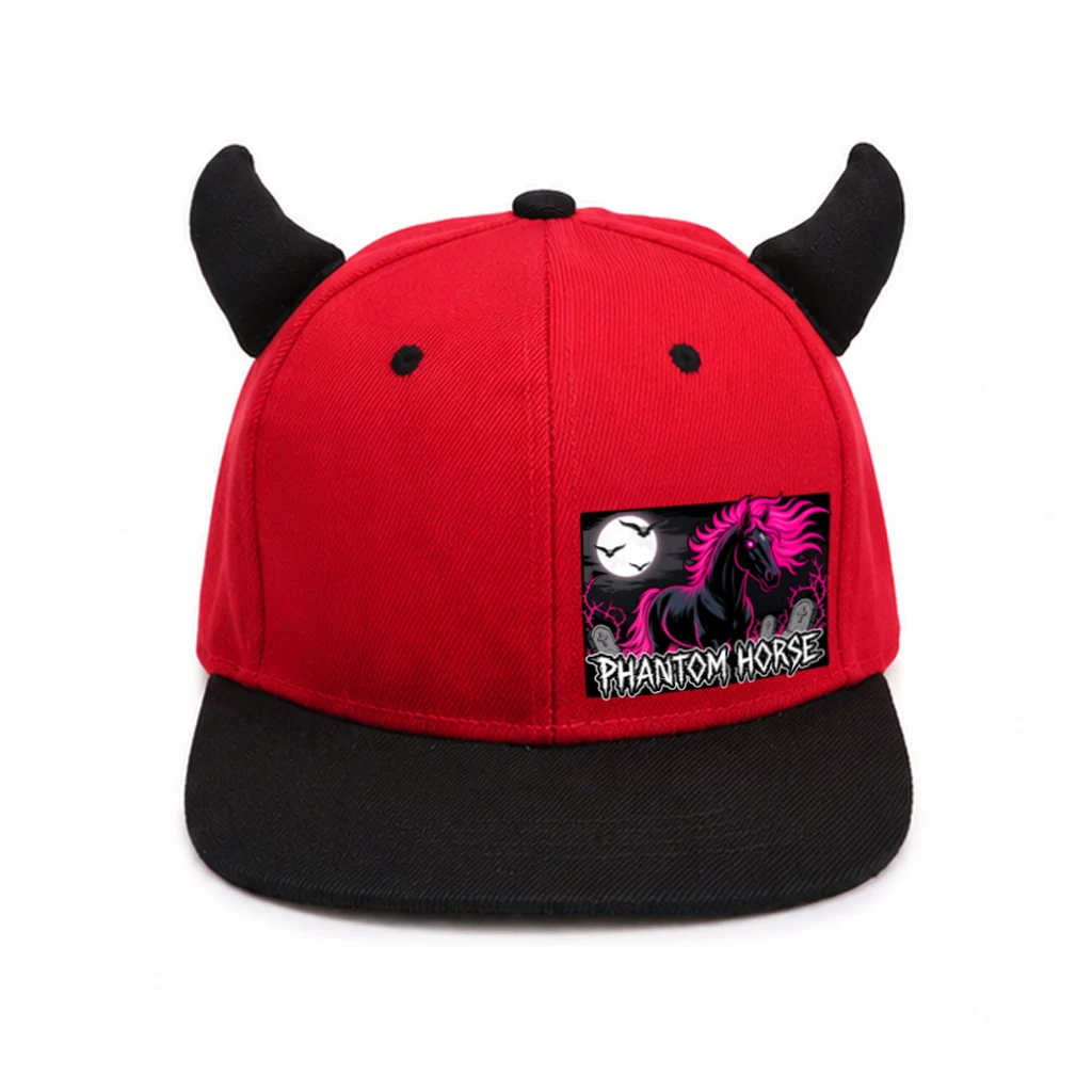 1 Halloween Devil's Corner baseball cap, patterned printed flat edge buckle hat, Gothic punk streetwear men's and women's hats