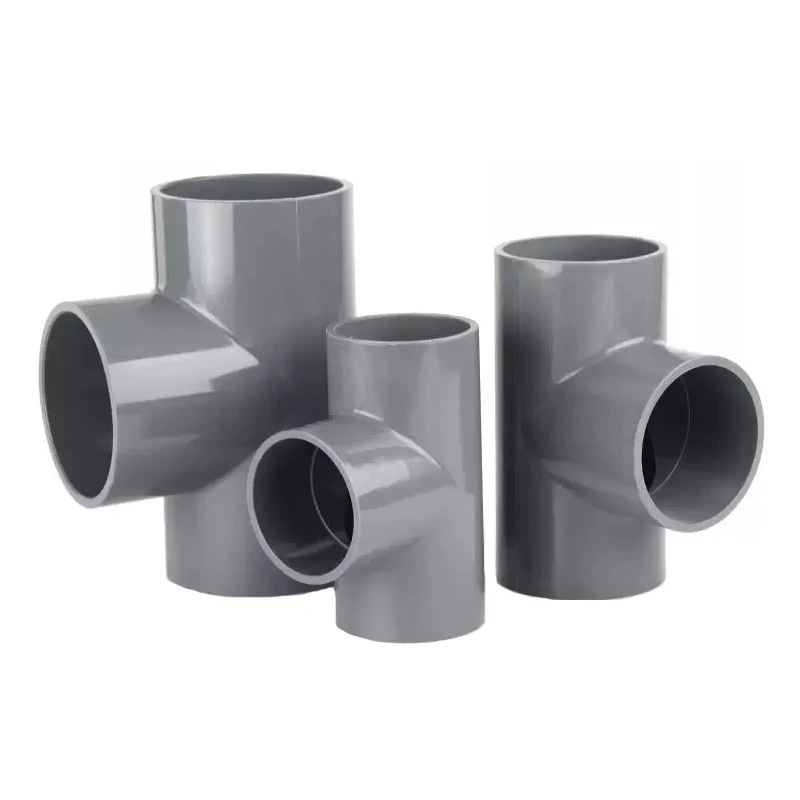 1-10pcs 20-125mm Grey PVC Tee Connector T-type 3 Way Tube Adapter Water Pipe Fittings Irrigation Water Supply System Pipe Joints