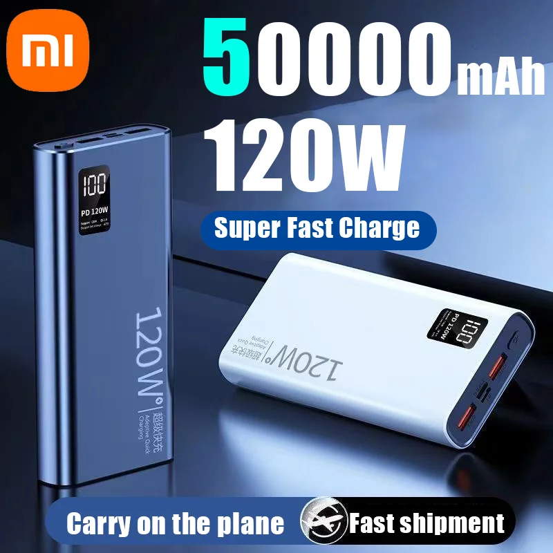 Xiaomi Hot 120W 50000mAh High Capacity Power Bank Fast Charging Powerbank Portable Battery Charger For iPhone Samsung Huawei