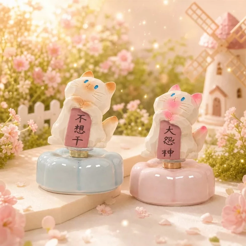 Jingdezhen Cat Workplace Is Rotten, Rotated, Cute and Fun To Play Desktop Ornaments, Tide To Play Desktop Decorations