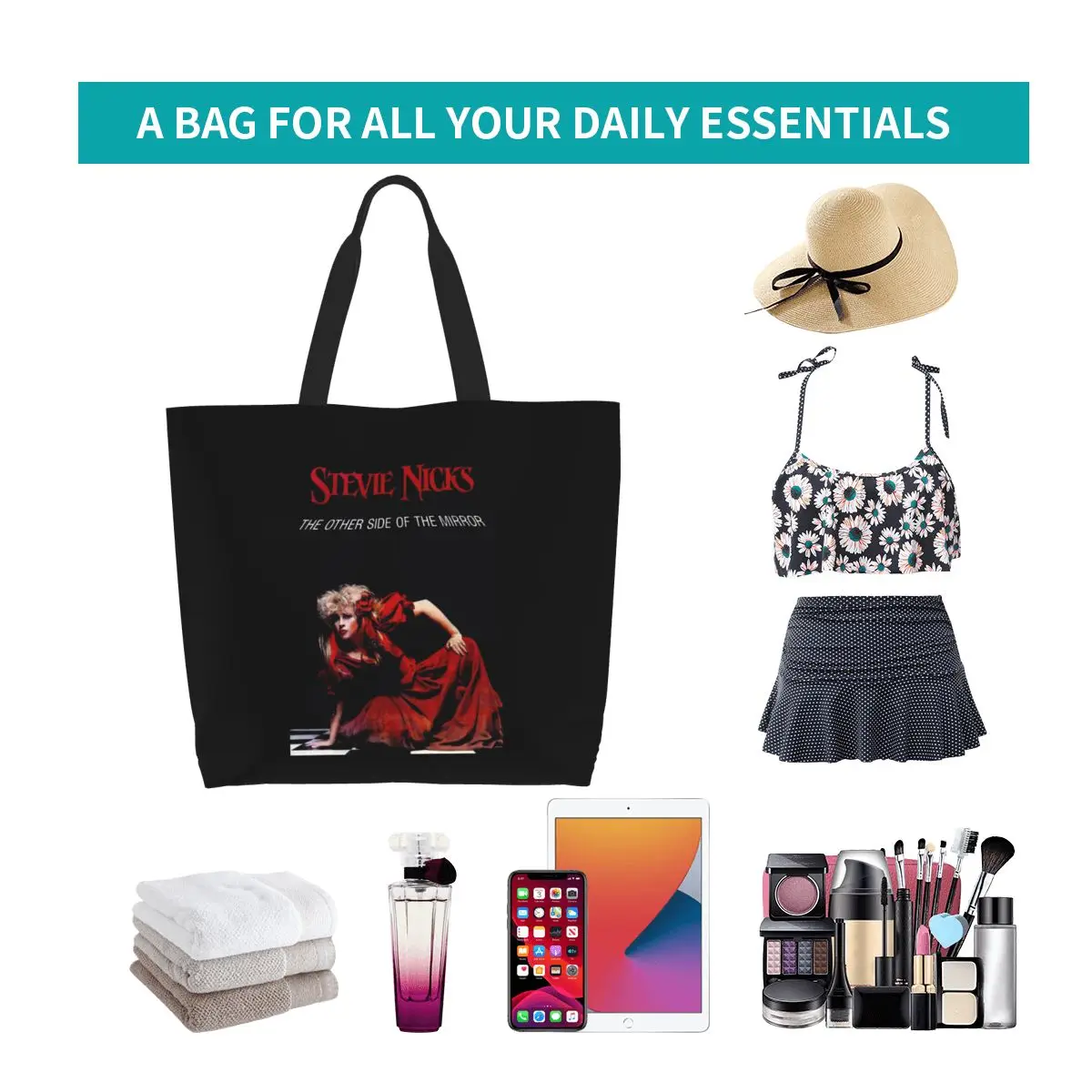 Stevie Nicks Tour Live In Concert Albumcover Shopping Tote Bag Canvas Large Capacity Shoulder Bags Shopper Grocery Handbag