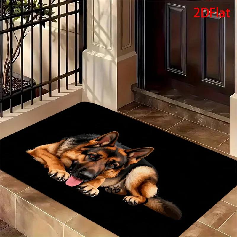 Cute German Shepherd Dog Print Area Rug Polyester Mat for Home Decor Pet Supplies Living Room Bathroom Washable Floor Runner