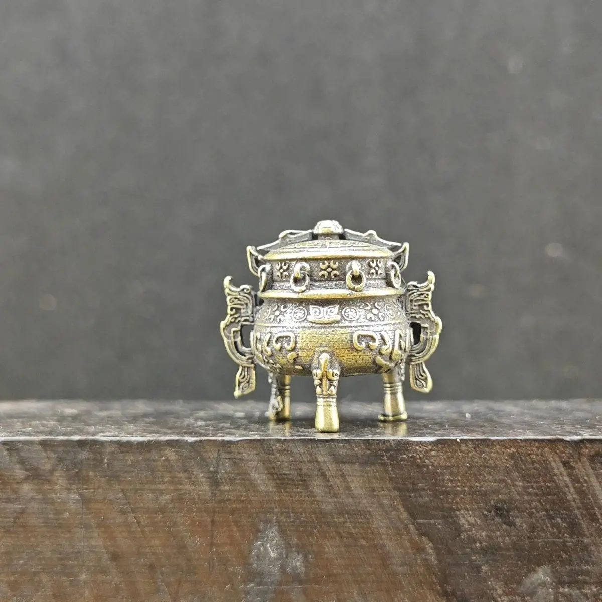 

Brass Miniature Xu Tian Ding - Alchemy Furnace Retro Ornament, Home Decor & Collectible Figurine​