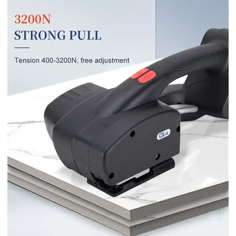Q4 Handheld Battery Electric Strapping Machine LCD Friction Welding Portable Tool for PP PET Strapping Tape Industrial
